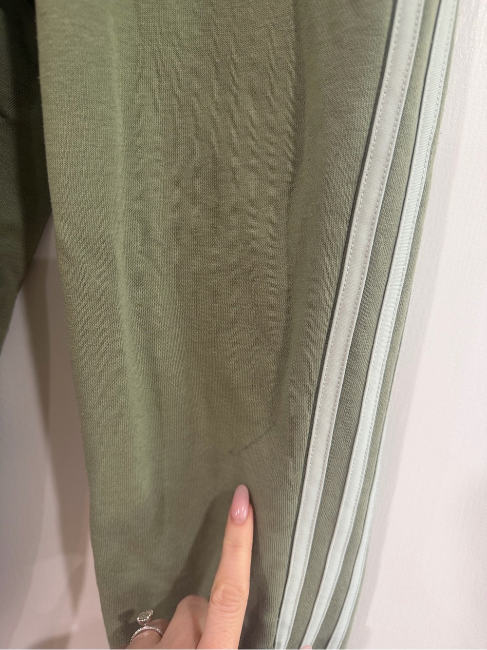 adidas Kids Olive Green Jogger Pants with White Three Stripes M - Picture 4 of 7